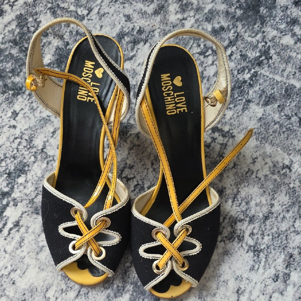 Love Moschino Black and Yellow Women's Sandals